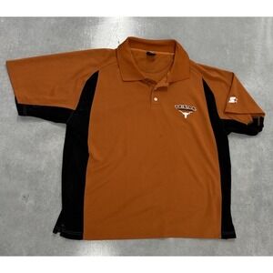 Texas Longhorns Polo Shirt Mens XL Burnt Orange Black Starter Embroidered Logo